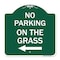 Signmission No Parking on Grass W/ Left Arrow, Green & White Aluminum Sign, 18" x 18", GW-1818-23687 A-DES-GW-1818-23687 - alternate 1